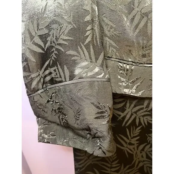 H&M Trend Khaki Green Silky Palm Leaf Print Kimono Long Jacket Sz M - Picture 6 of 10